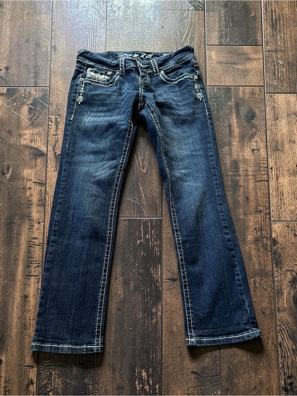 Grace in LA Jeans Women’s Size 27 Low Rise Rhinestone Embellished Denim Y2K